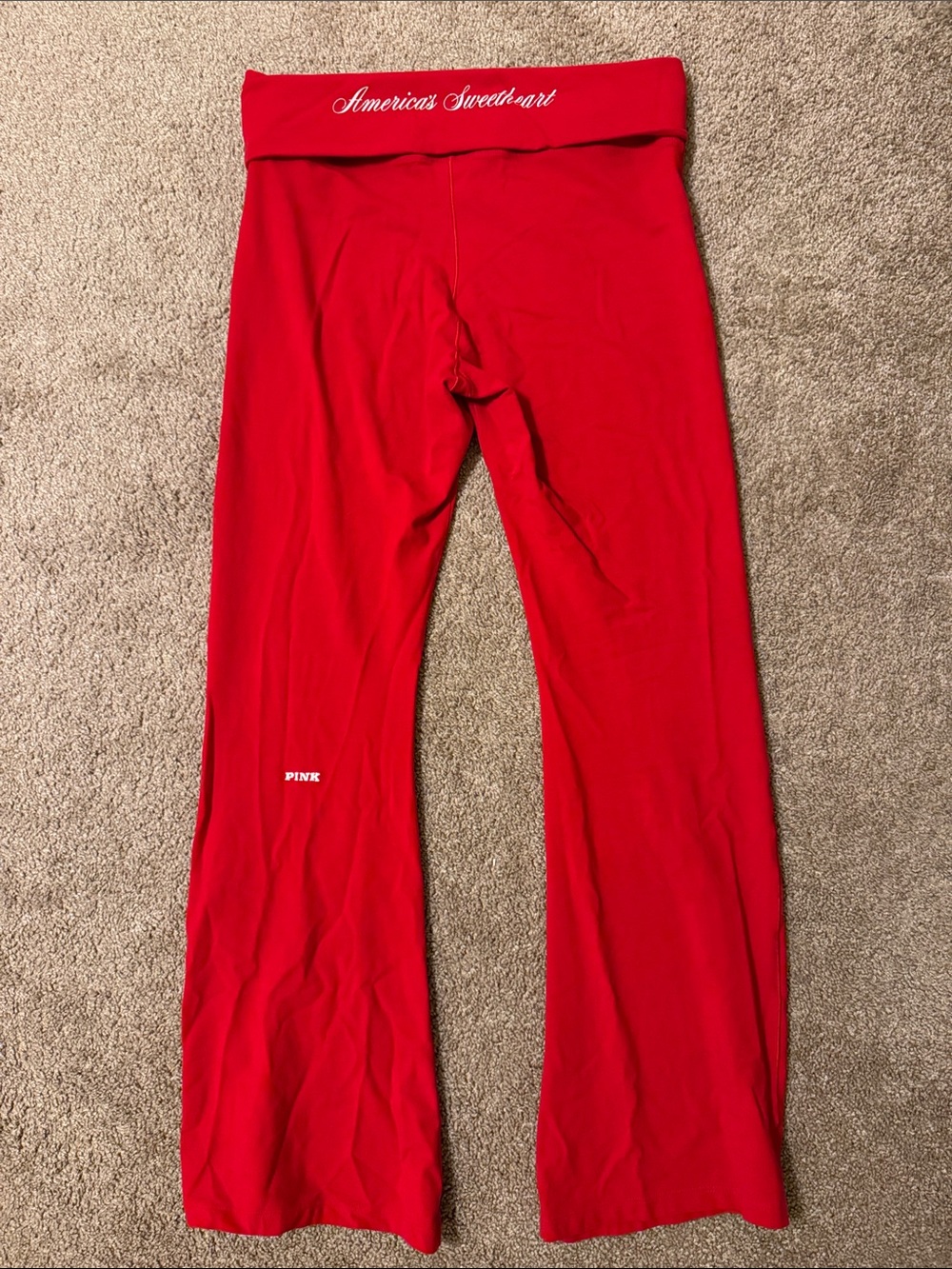 PINK Victoria's Secret Girls' Bright Red Fold-Over Waist Leggings